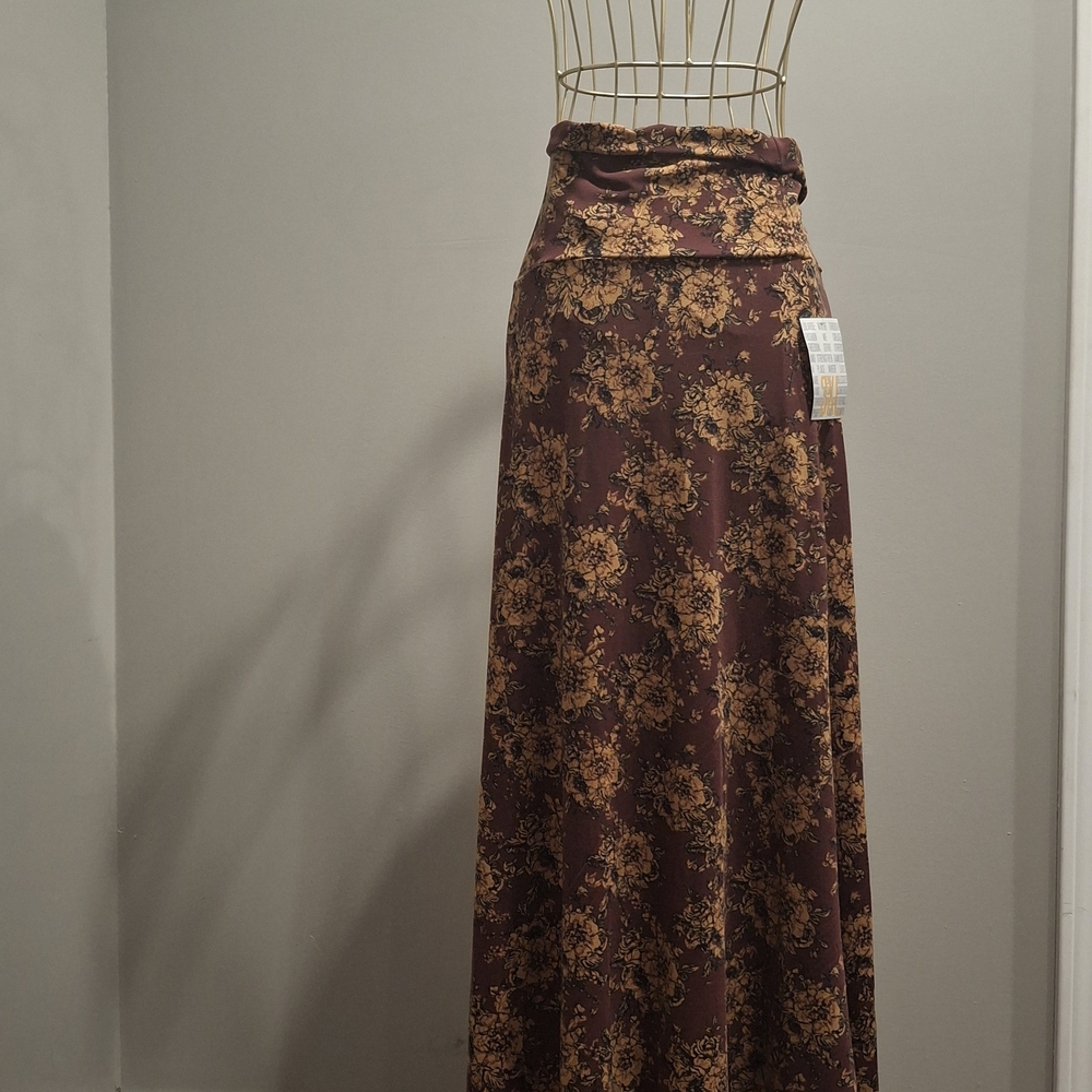 LuLaRoe A-Line Skirt in Brown and Gold Floral